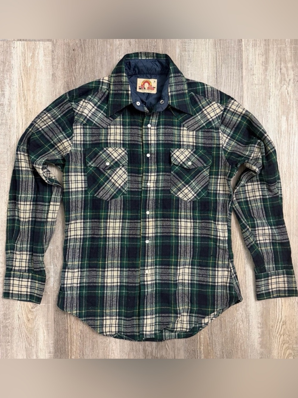 Vintage Saturdays Flannel Men’s Green Plaid 85% Wool Shirt Workwear-size M *EUC*
